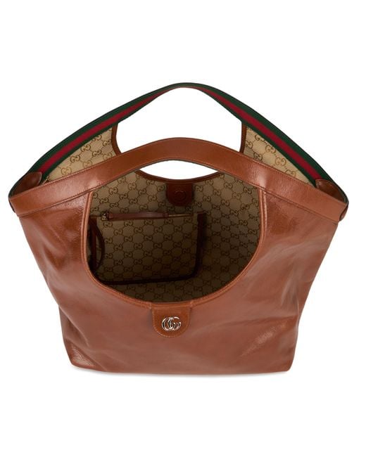 Gucci Brown Giant Leather Shopping Bag Lily