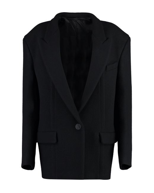 The Attico Black Glen Short Wool Coat