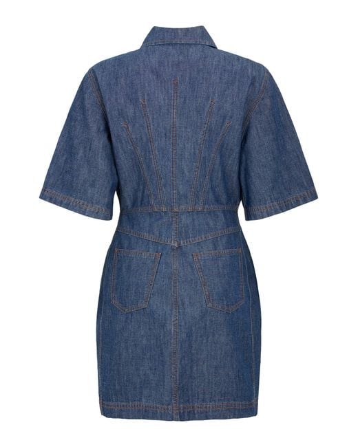 Fendi Blue Short Denim Dress With Application