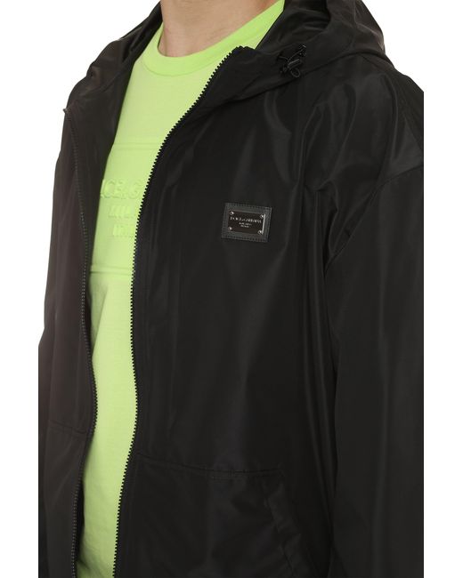 Dolce & Gabbana Black Dolce & Gabbana Technical Fabric Hooded Jacket for men