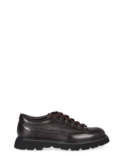 Doucal's Black Leather Lace-Up Shoes for men