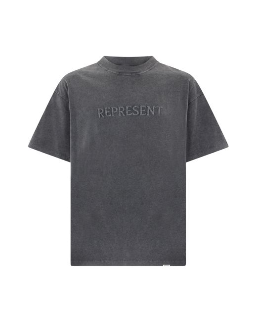 Represent Gray T-Shirt With Embroidered Logo for men