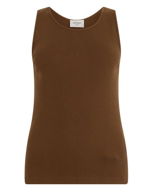 Saint Laurent Brown Sleeveless Cotton Top