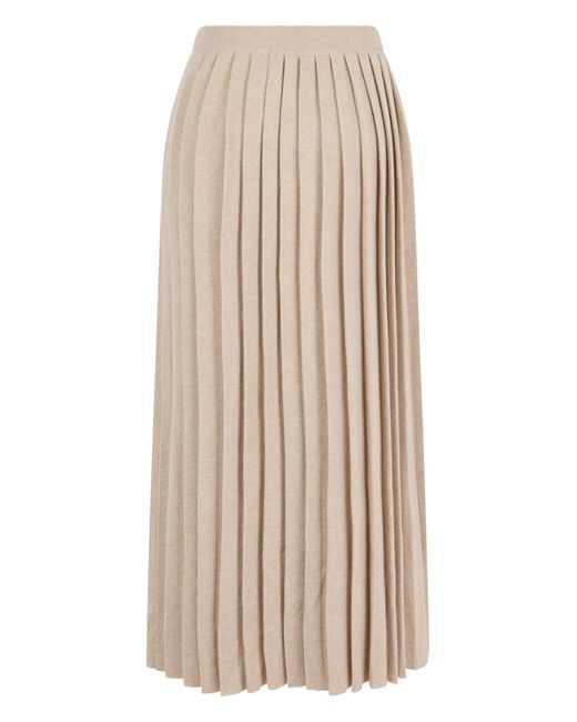 Fabiana Filippi Natural Long Pleated Wool-Silk-Cashmere Skirt