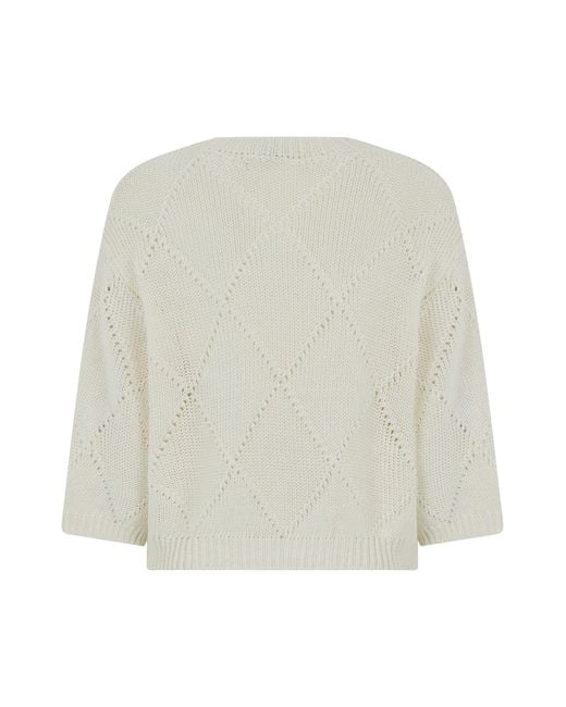 Peserico White Sweater Made Of A Linen And Cotton Blend With Sequins