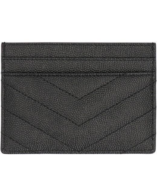 Saint Laurent Gray Cassandre Leather Card Holder