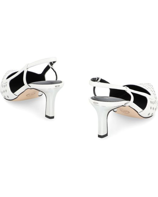 MICHAEL Michael Kors White Alora Leather Slingback Pumps