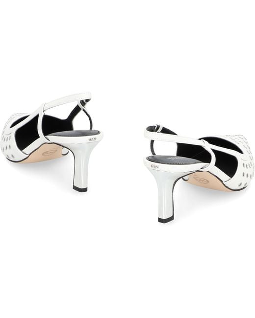 パンプス Michael Kors 40R5ALMP3L085 Pumps alora slingback in white MICHAEL Michael Kors Alora Leather Slingback Pumps in White