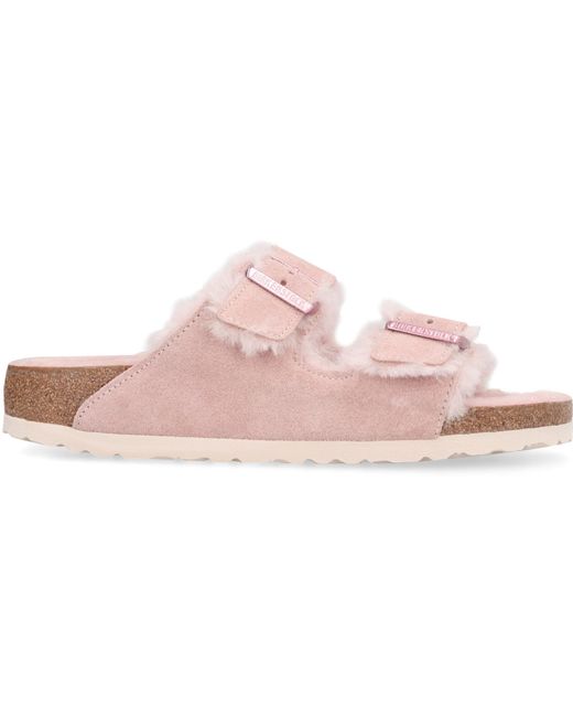 Birkenstock Arizona Shearling Suede Slides in Pink Lyst
