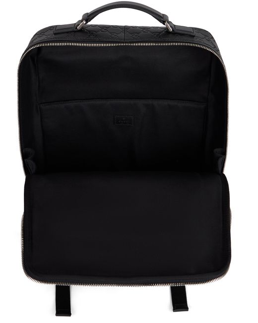 Gucci Black Medium Monogram Leather Backpack for men