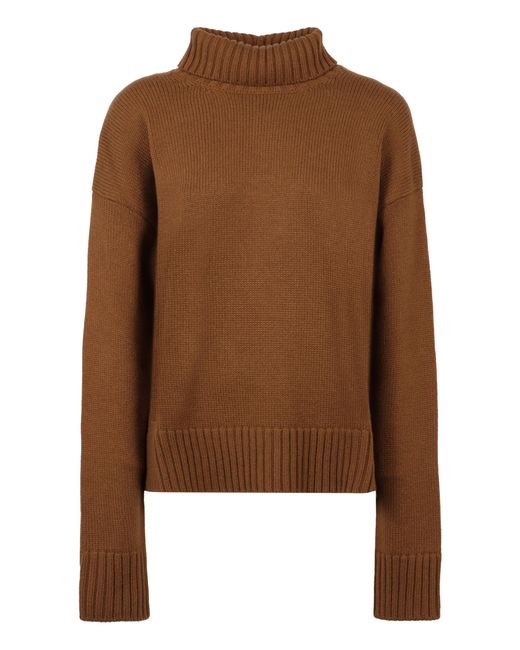 Jil Sander Brown High-Neck Long-Sleeved Jumper