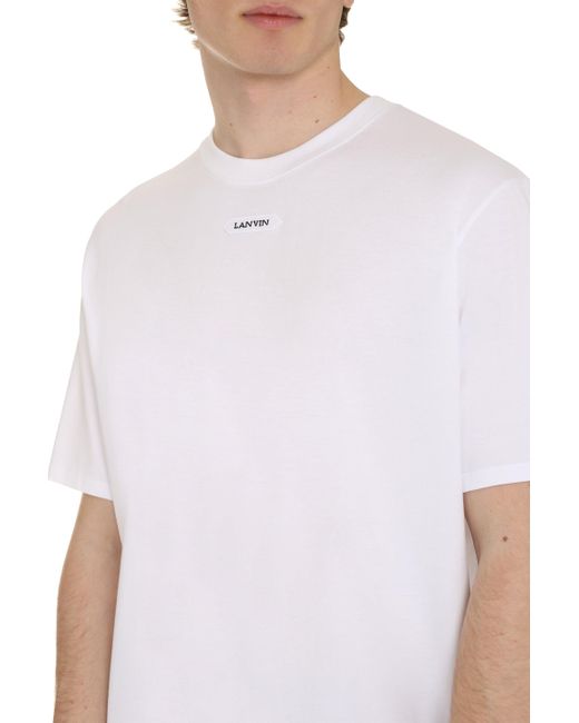 T-shirt in cotone con logo di Lanvin in White da Uomo