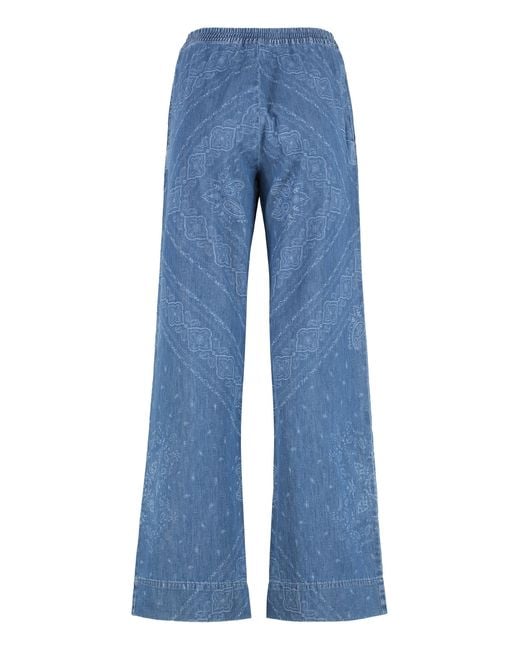 Pinko Blue Namibia Printed Cotton Trousers