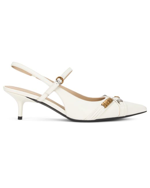 Pinko White Leather Slingback Sandal