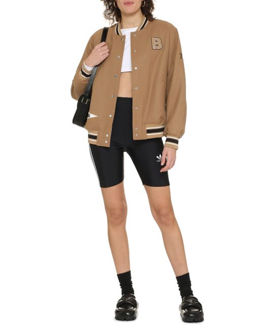 Boss Natural Wool Bomber Jacket With Patch