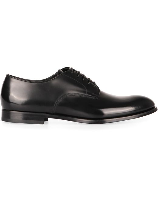 Doucal's Black Smooth Leather Lace-up Shoes for men