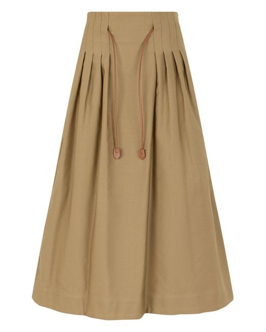 Max Mara Natural Pleated Skirt With Adjustable Waist