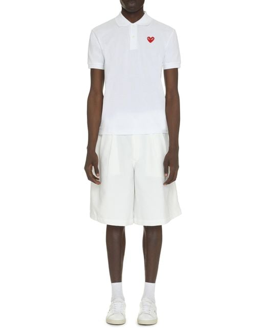 COMME DES GARÇONS PLAY White Cotton-Piqué Polo Shirt