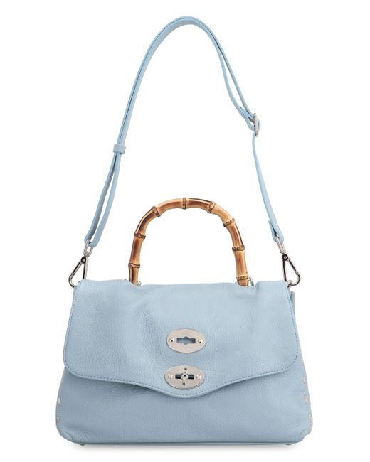 Zanellato Blue Postina S Pebbled Leather Handbag