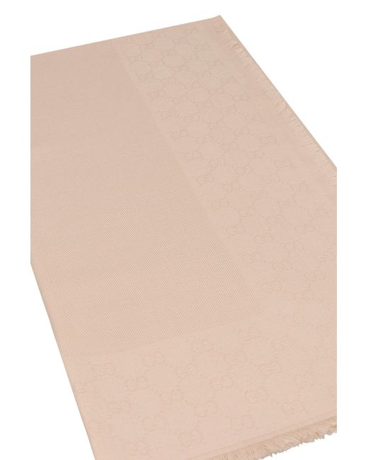 Gucci Natural Silk And Wool Jacquard Shawl
