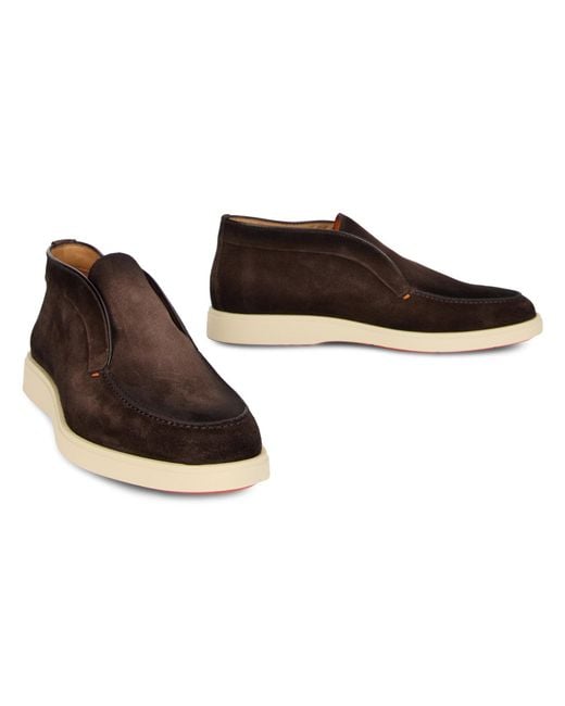 Santoni Brown Suede Shoes for men