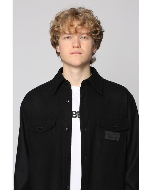 Camicia in lana di Gucci in Black da Uomo