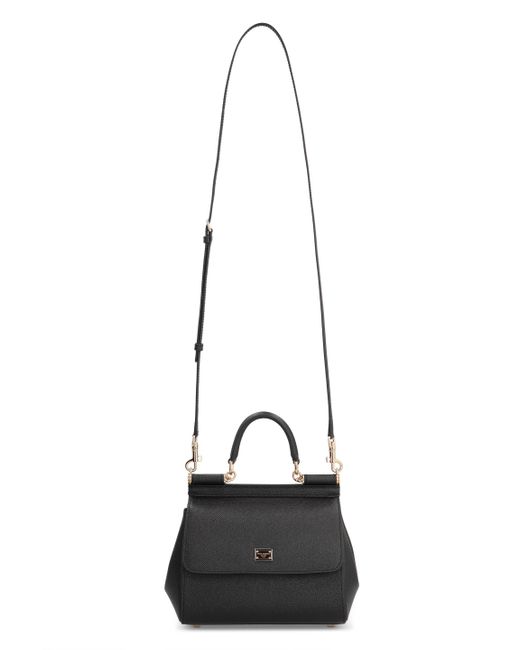 Borsa a mano Sicily media in pelle di Dolce & Gabbana in Black