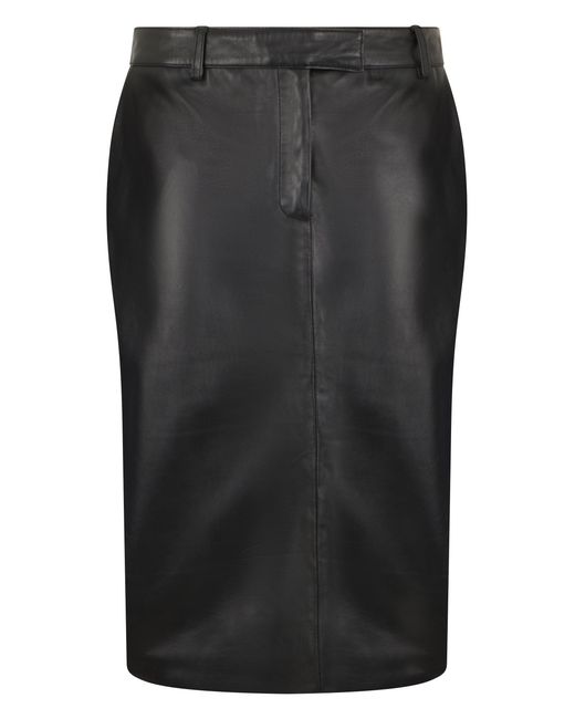 GIUSEPPE DI MORABITO Black Leather Midi Skirt