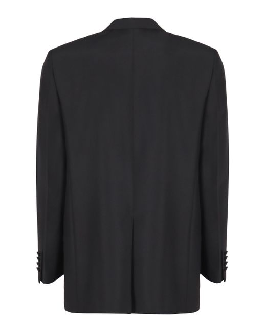 Gucci Black Double-breasted Jacket In Technical Panama for men