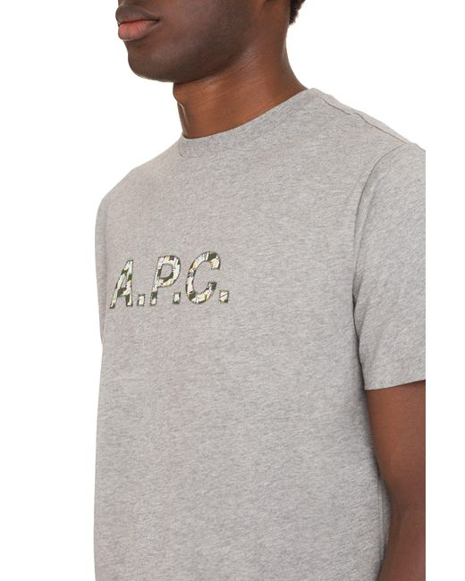 A.P.C. Gray Willow Cotton Crew-Neck T-Shirt for men