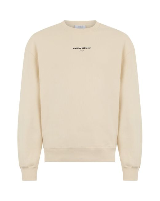 Maison Kitsuné White Cotton Sweatshirt With Logo for men