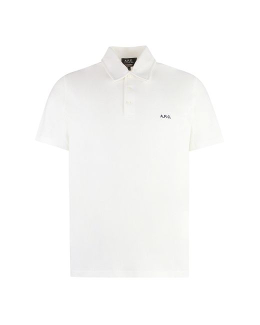 A.P.C. White Austin Cotton-piqué Polo Shirt for men