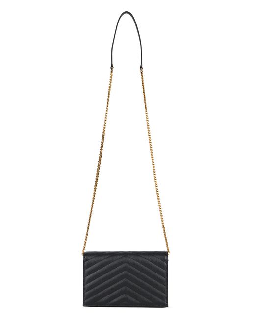 Saint Laurent Gray Cassandre Envelope Chain Wallet