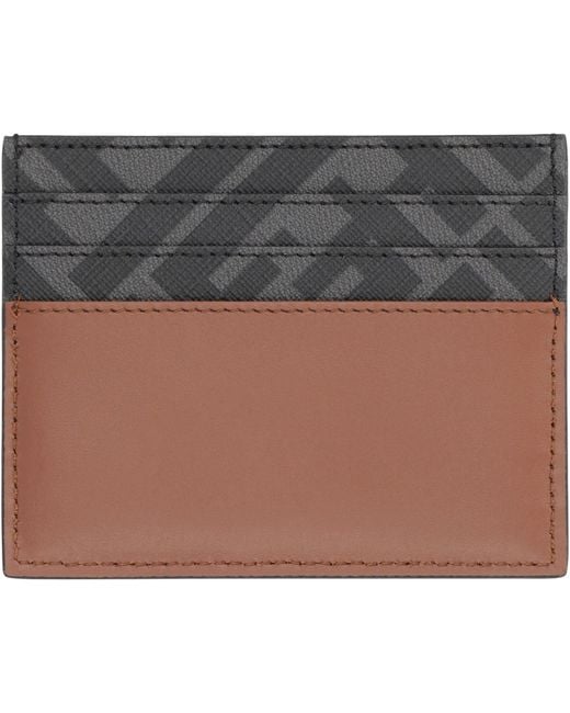 Fendi Gray Ff Squared Leather Card Holder for men