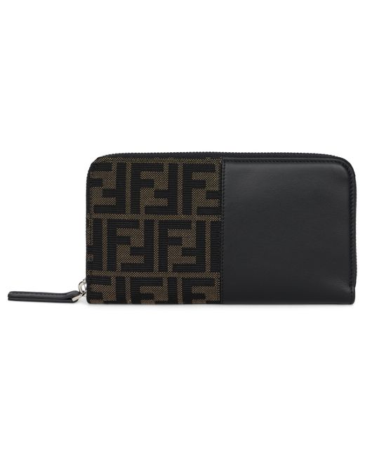 Fendi Black Wallet With Zip Closure for men
