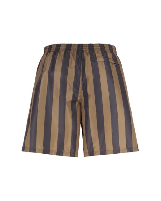Shorts da mare in nylon di Fendi in Gray da Uomo