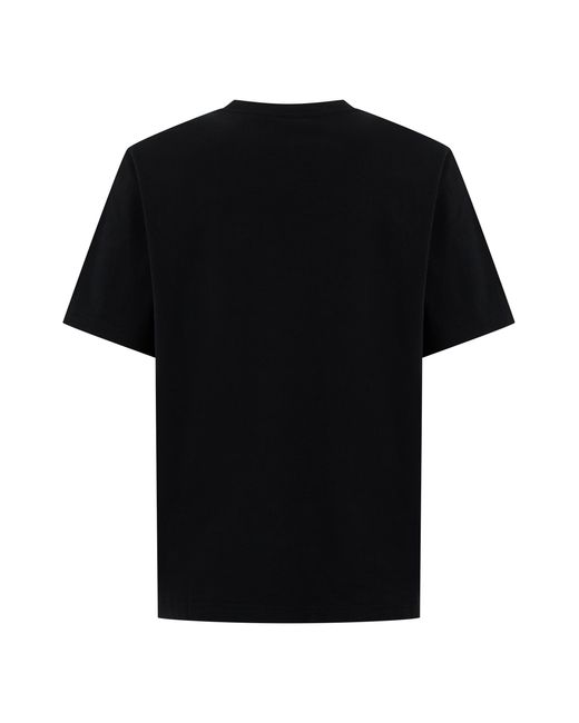 Maison Kitsuné Black Cotton T-Shirt With Printed Logo for men