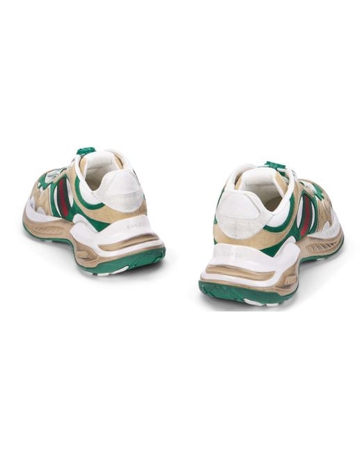 Gucci Green Sneakers Made Of Fabric And Leather Accents for men