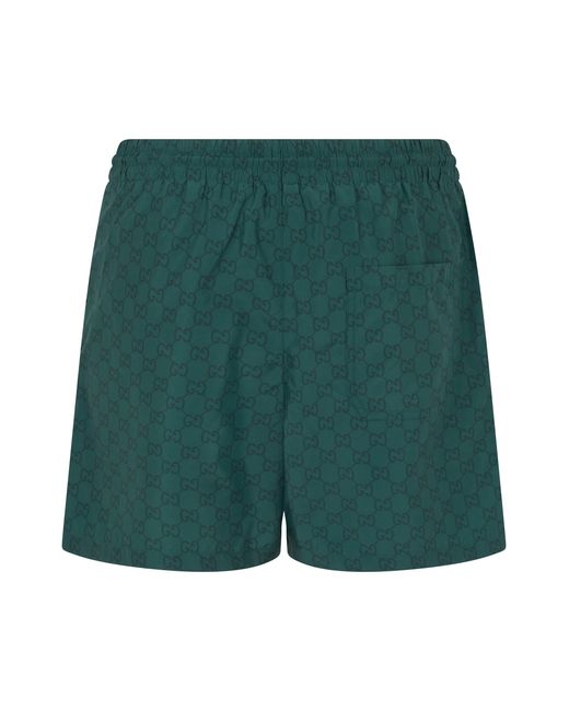 Gucci Green Swimsuit With Monogram Print for men