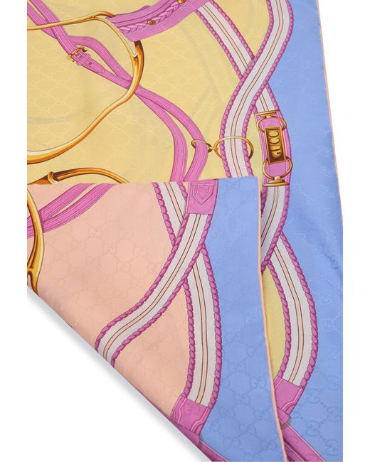 Gucci Pink Silk Jacquard Scarf