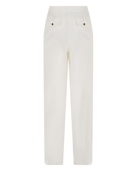 Elisabetta Franchi White High-Waisted Straight Trousers