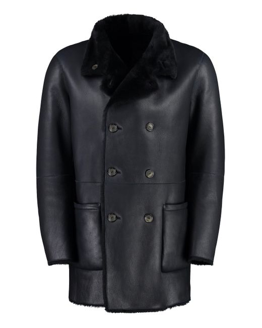 Cappotto in montone shearling di Giorgio Armani in Black da Uomo