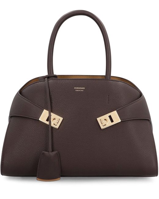 Borsa a mano Hug S in pelle di Ferragamo in Brown