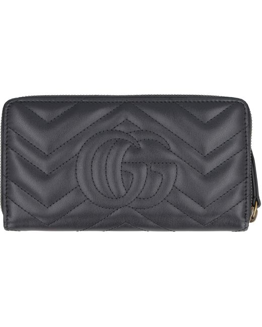Portafoglio zip-around GG Marmont in pelle di Gucci in Gray