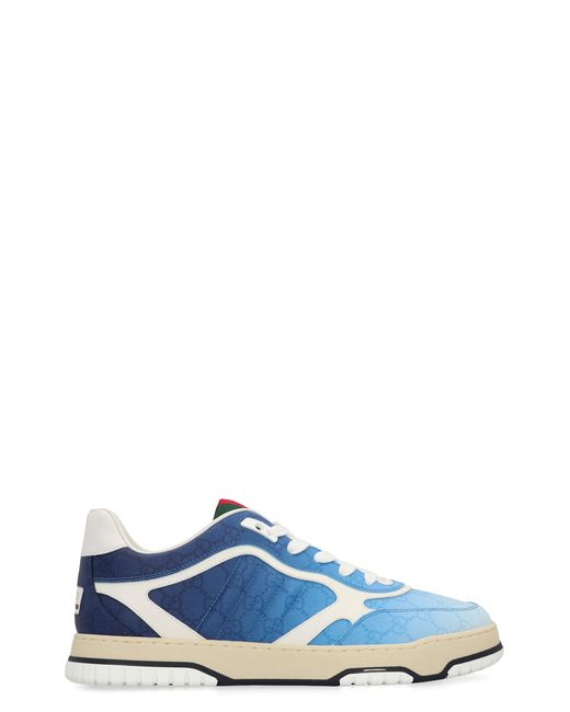 Gucci Blue Re-Web Leather Sneakers for men