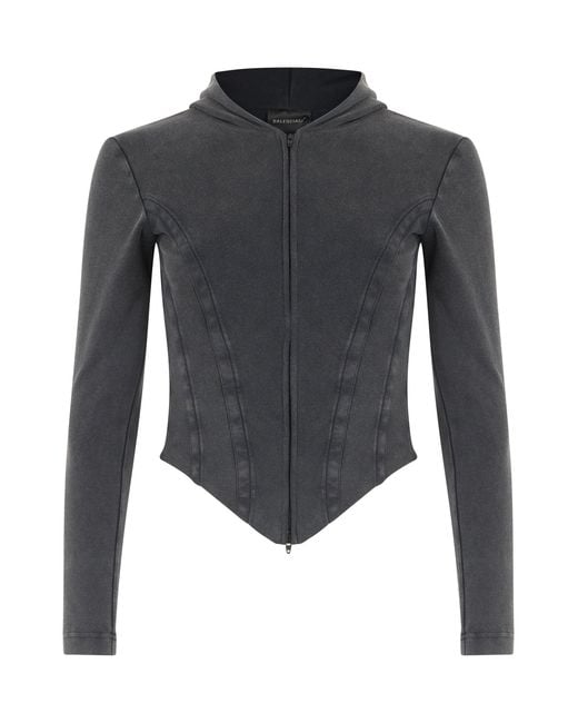 Balenciaga Gray Corseted Zip-Up Hoodie