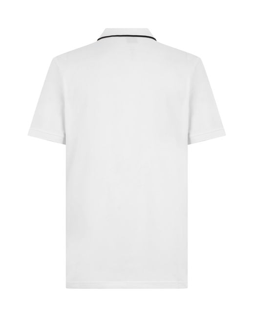 Boss White Stretch Cotton Polo With Zip for men
