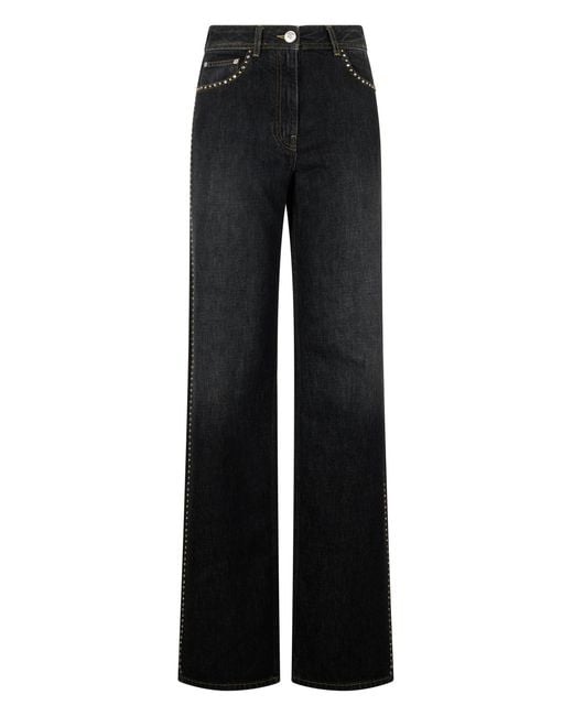 Versace Black Regular High-Waisted Jeans With Studs