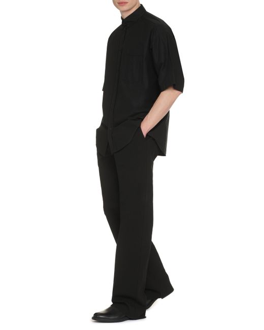 Balenciaga Black Short Sleeve Cotton Shirt for men