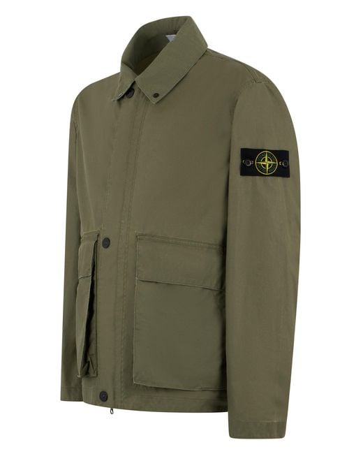 Stone Island Green Jacket With Zipper And Pockets for men